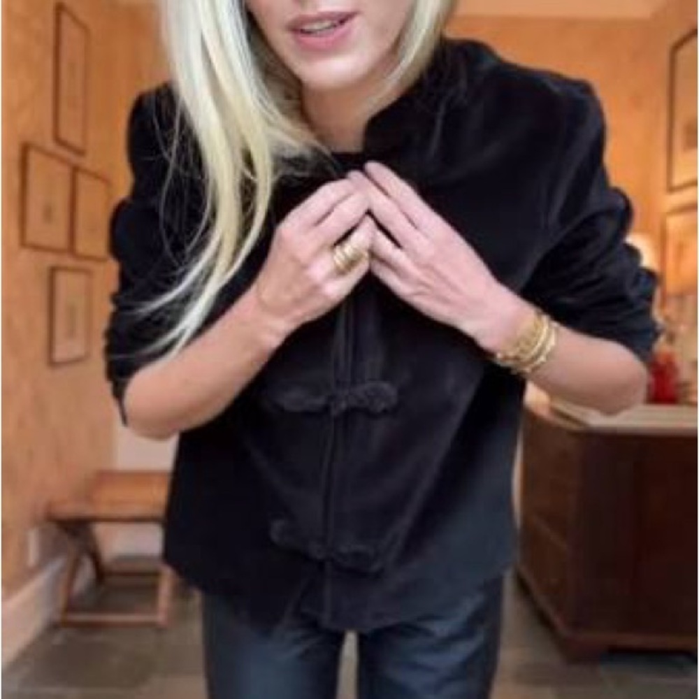 Julia Amory Black Mandarin Velvet Jacket